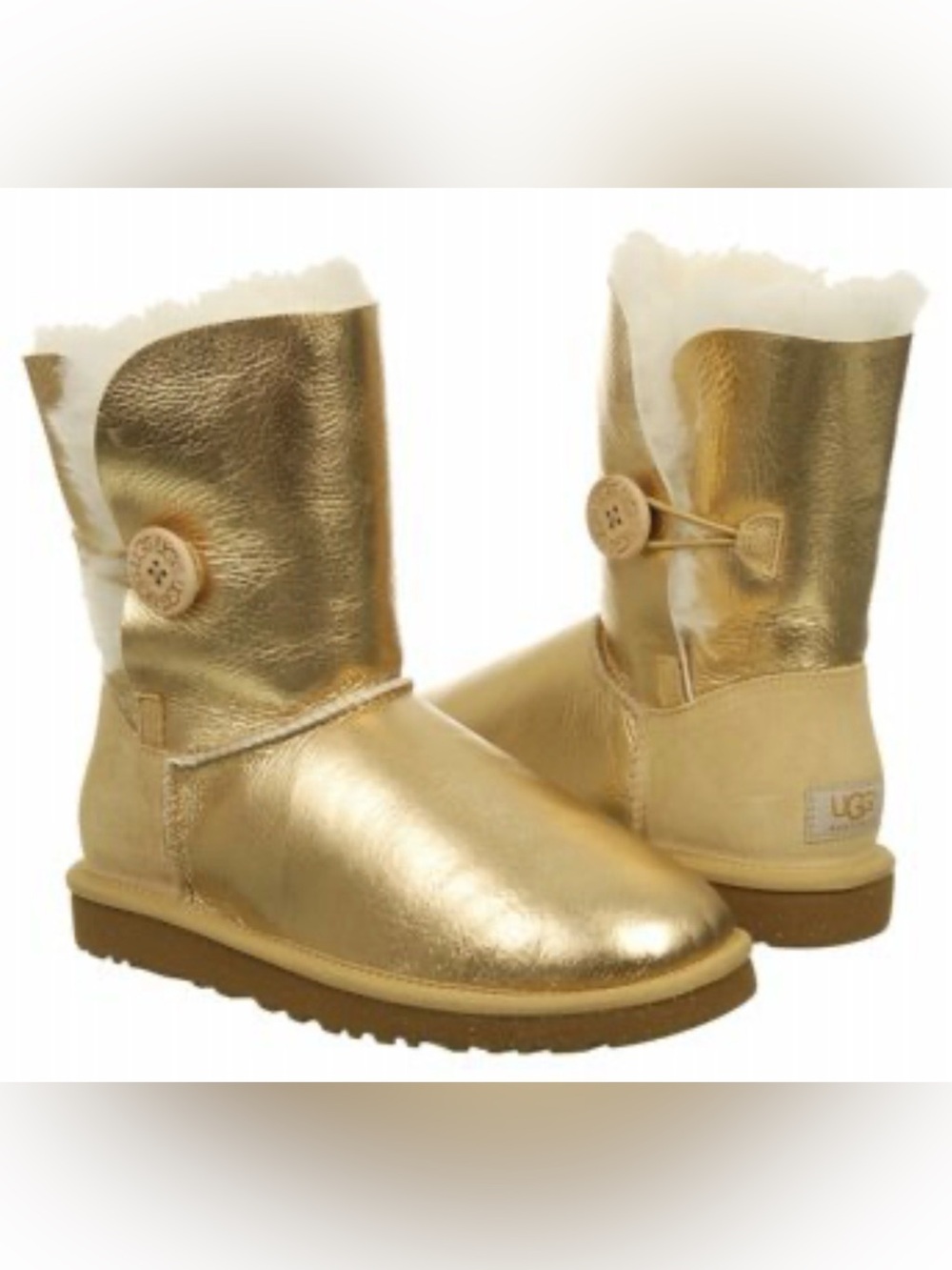 UGG- Bailey Button Metallic gold boots NIB